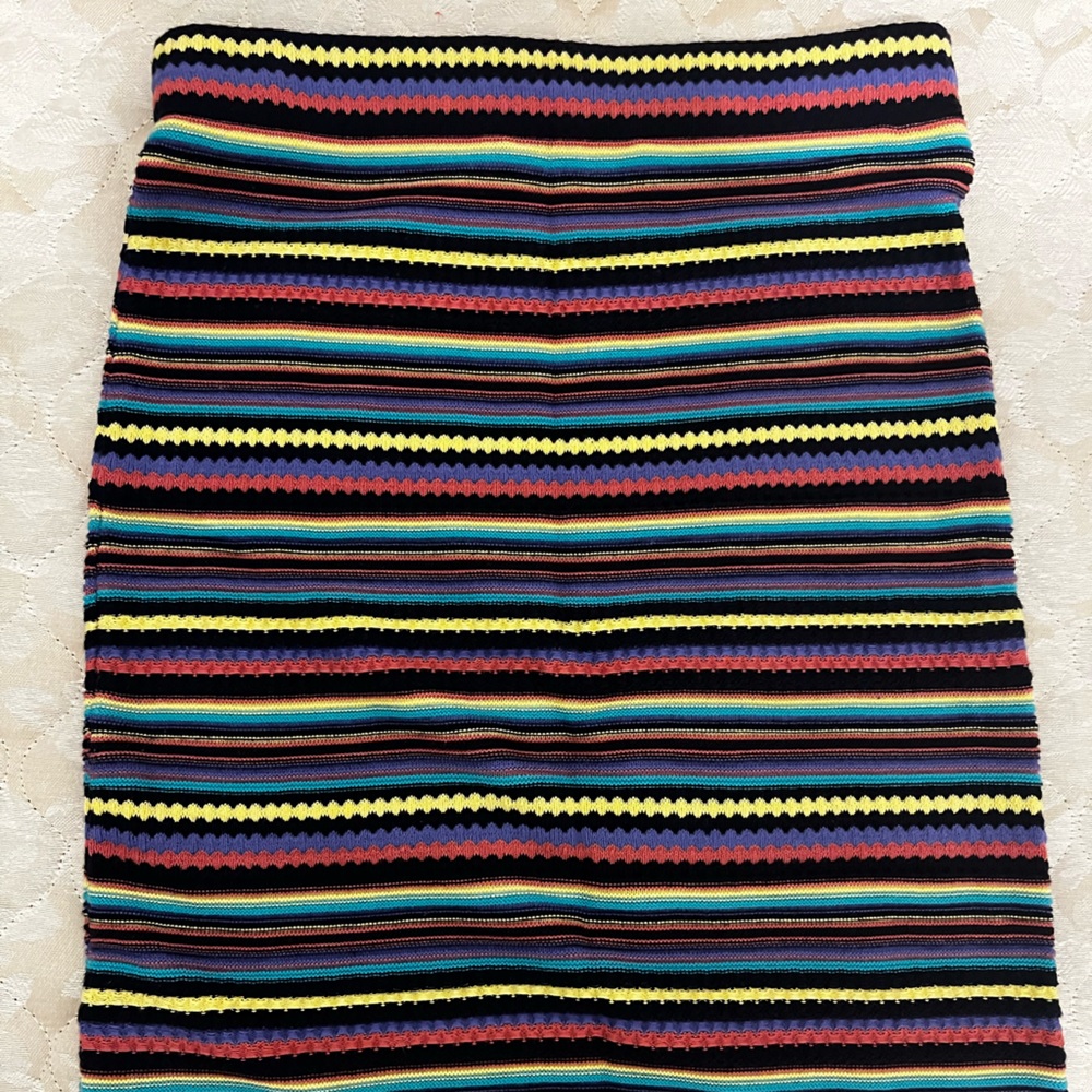Zara Knit Multicolor Striped Pencil Mini Skirt